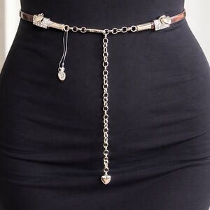 Chic Silver and Brown Chain Belt Size s-m